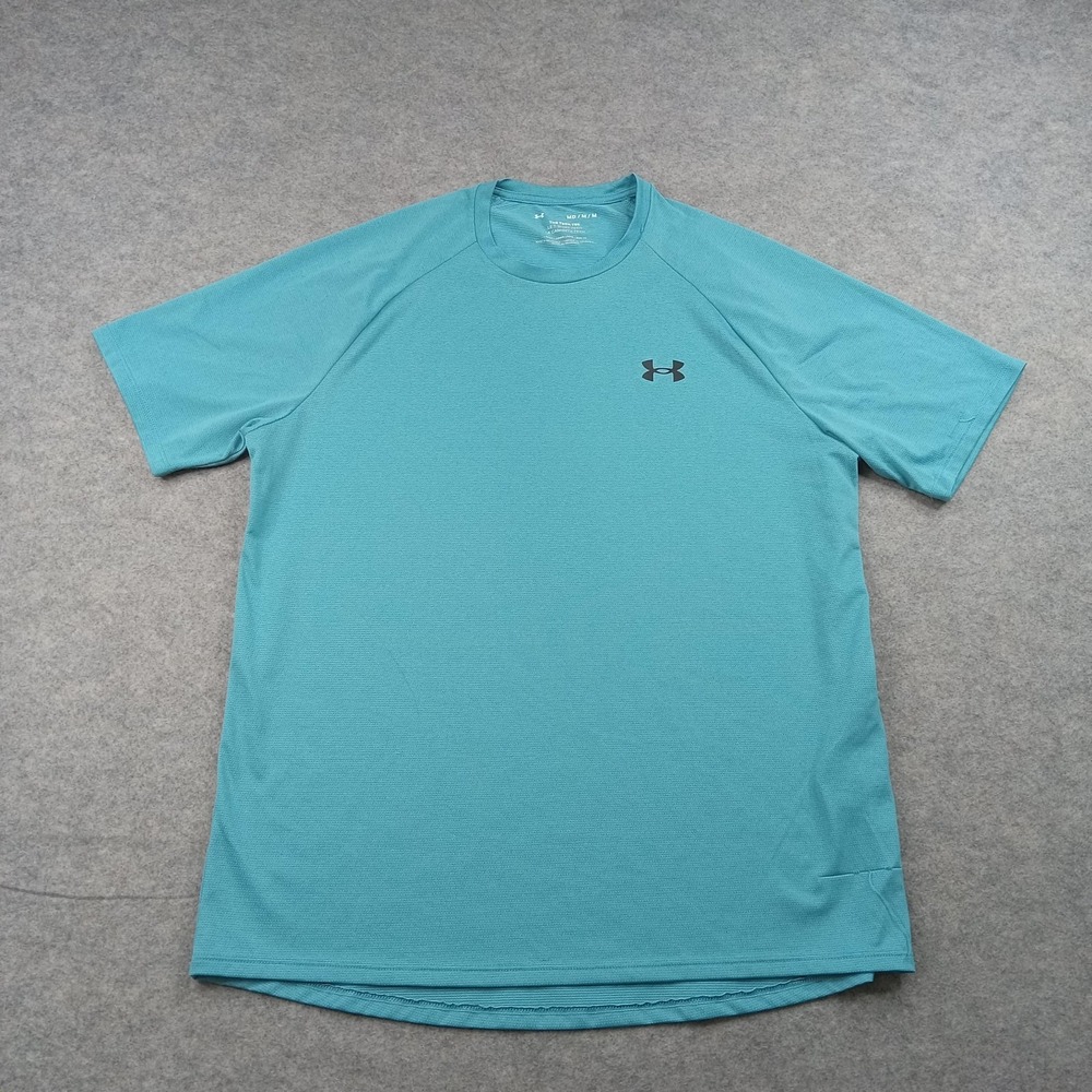 Under Armour Shirt Mens Medium Blue Tech Tee Short Sleeve Raglan Athletic Top‎